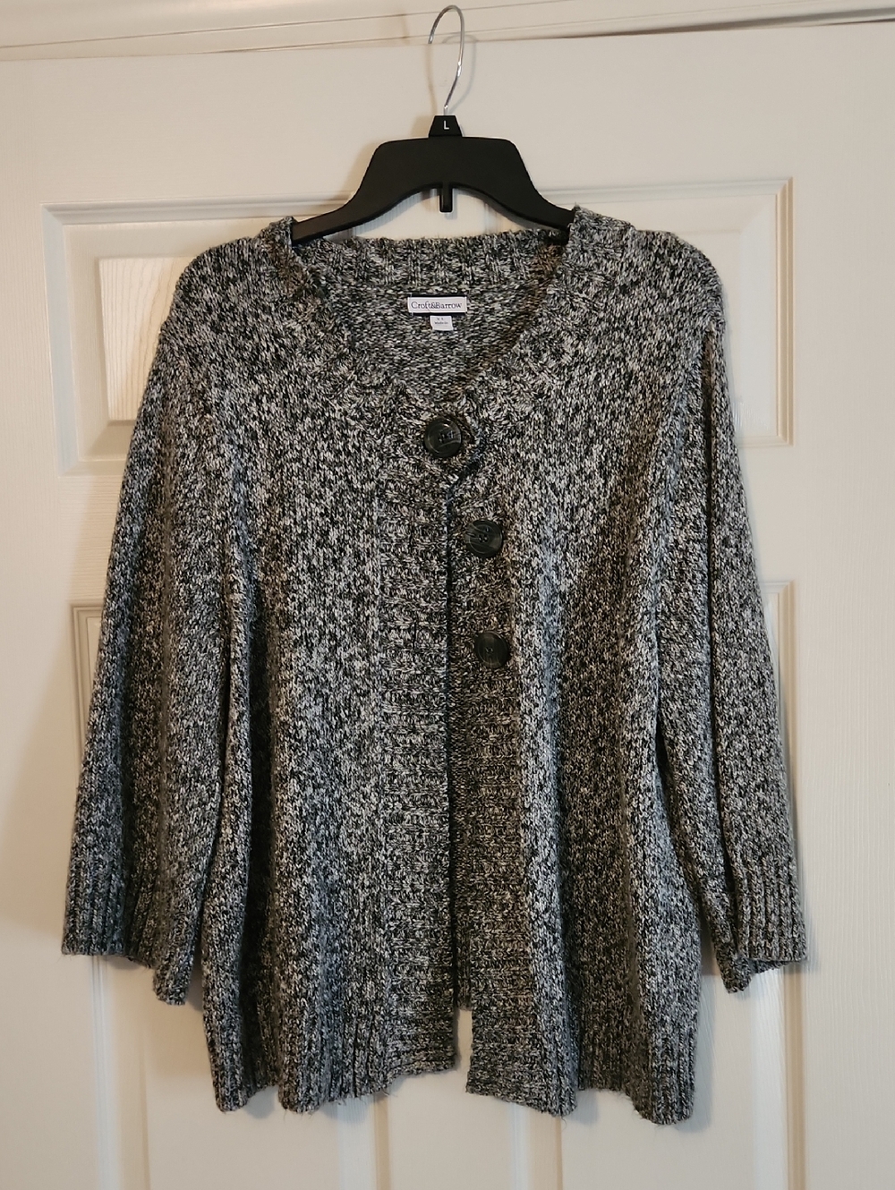 croft & barrow Heathered Gray Three-Button Women's Cardigan
